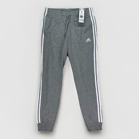 Women’s adidas Slim 3 Stripes Cuffed Pants HF2605  Medium Grey‎ Heather Med - Picture 1 of 6